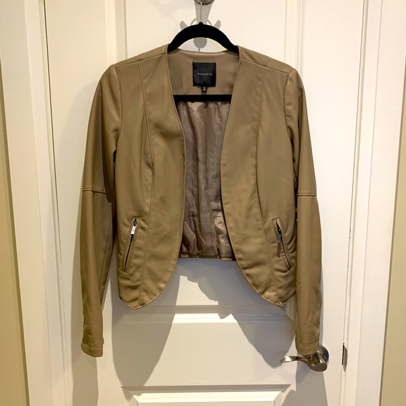 Tan faux leather jacket - Picture 1 of 3